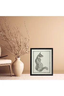 Cat Lin'e Art İllüstrasyon Nakış İşlemeli Tablo