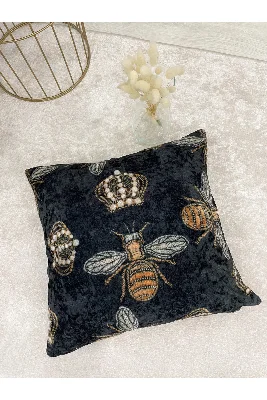 Kraliçe Arı İşleme Görünüm Kırlent Kılıfı 45x45