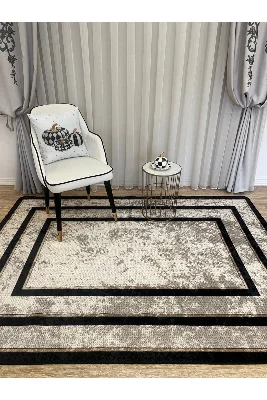 50X100 Hasır Jüt Sisal Görünümlü Dekoratif Halı Kahve - Siyah