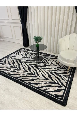 50X100 Siyah Bej Renk Lateks Deri Taban Halı