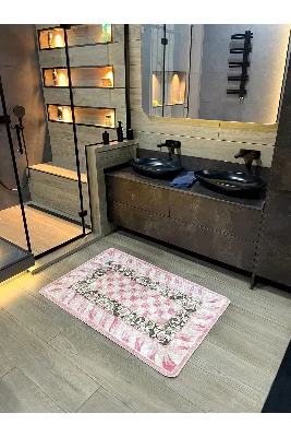 Çiçek Desen Pembe Renk - Banyo Papası (80 x 120)