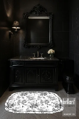 Toile de Jouy Temalı Lateks Taban Banyo Paspası (80X120)