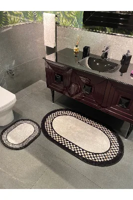 Lateks Taban Saçaksız (70X110 - 70X50) Ikili Banyo Paspas Takımı