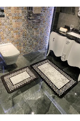 Lateks Taban Saçaksız (70X110 - 70X50) Ikili Banyo Paspas Takımı