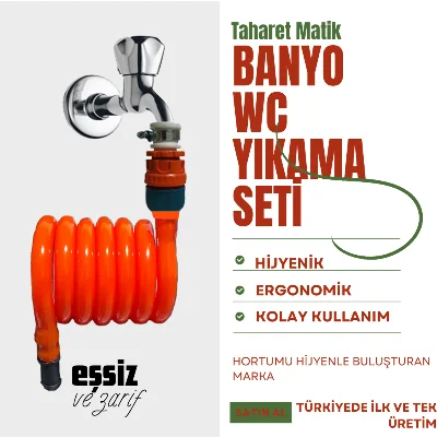 Plasyay Spiral Kelepçe Adaptörlü Wc Taharet Hortum Matik Setleri 100 cm