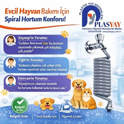 Plasyay Spiral Wc Taharet Hortum Matik ve Wc Banyo Yıkama Plastik Kelepçeli Setler