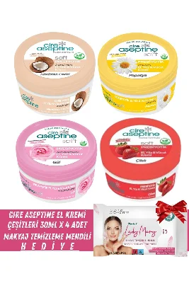 Cire Aeptine El Kremi Bakım Seti 30 ml X 4 Adet + Makyaj Temizleme Mendili 25'li Hediye
