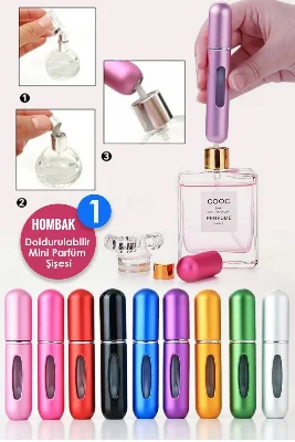 1Adet Taşınabilir Mini Doldurmalı Parfüm Şisesi Cep Parfümü Seyahat Tipi Çanta İçi 5 ml