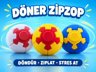 Döner Zipzop - Zıplat, Fırlat, Döndür, Kinetik, Renkli Stres Atma  Oyuncağı  1 ADET - FORMAY3D
