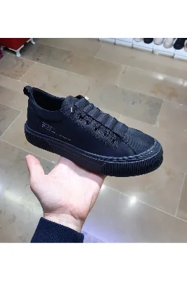 Siyah Paraşüt Lastik İp Günlük Erkek Ayakkabı