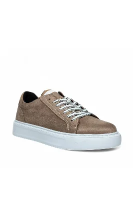 Kum Suet Deri Sneaker Kalın Taban Erkek Ayakkabı