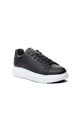 Siyaha Beyaz Yüksek Taban Erkek Sneaker Ayakkabı
