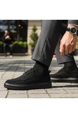 Siyah Comfort Hafif Ortopedik Klasik-Spor Erkek Ayakkabı