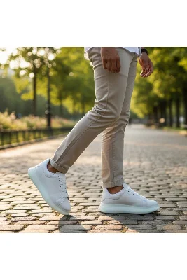 Siyah, Beyaz ve Kum Rengi Comfort Spor Erkek Sneaker Ayakkabı