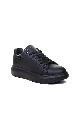 Siyah Yüksek Taban Erkek Sneaker Ayakkabı