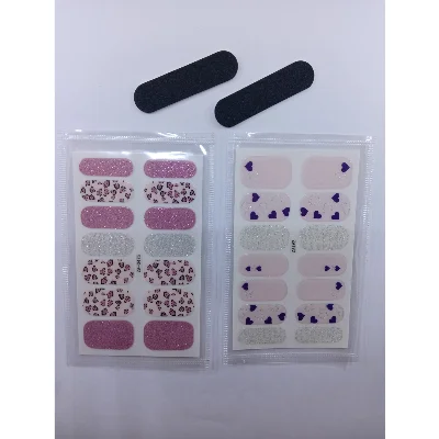 Kendinden Yapışkanlı Nail Sticker 2 Paket Tırnak Stickeri Takma Yapışkanlı Oje Kalpli Simli