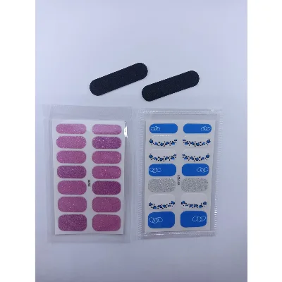 Kendinden Yapışkanlı Nail Sticker 2 Paket Tırnak Stickeri Takma Yapışkanlı Oje Mavi Pembe