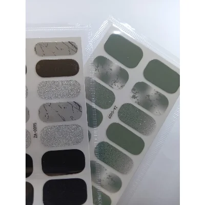 Kendinden Yapışkanlı Nail Sticker 2 Paket Tırnak Stickeri Takma Yapışkanlı Oje Siyah ve Yeşil Tonlar