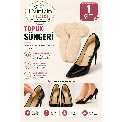 Ayakkabı Topuk Vurma Önleyici Ped - Kendinden Yapışkanlı, Kaydırmaz Taban Destekli 1 Çift