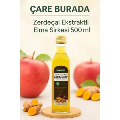 Zerdeçal Ekstraktlı Elma Sirkesi 500 ml (KATKISIZ)