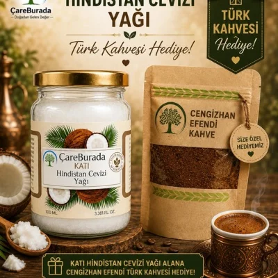 ÇareBurada Katı Hindistan Cevizi Yağı 100 ml. - Soğuk Sıkım + Türk Kahvesi Hediye