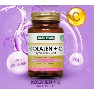 Kolajen + C Vitamini Hyaluronik Asit Aksuvital 900 Mg 90 Kapsül