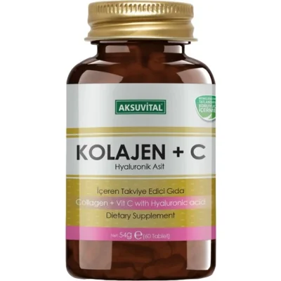 Aksuvital Kolajen + C Hyaluronik Asit İçeren Takviye Edici Gıda 60 Tablet