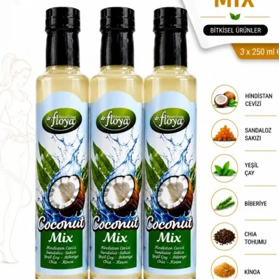 Dr.Floya Coconut Mix 3 Adet 250 ml | Hindistan Cevizi, Yeşil Çay, Kinoa İçerikli