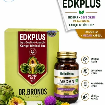 Dr. Bronos EDKPLUS Enginar-Deve Dikeni- Karahindiba Karışık Bitkisel Toz & ShiffaHome Medan 60 Kapsül