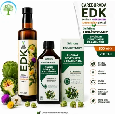 ÇareBurada EDK Sirke 500 ml & Holistrakt Enginar, Deve Dikeni, Karahindiba 250 ml Ekstrakt | Enginar, Devedikeni, Karahindiba