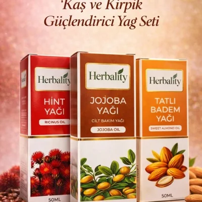 Kaş ve Kirpik Destekleyici Yağ Seti (Hint Yağı & Jojoba Yağı & Tatlı Badem Yağı)