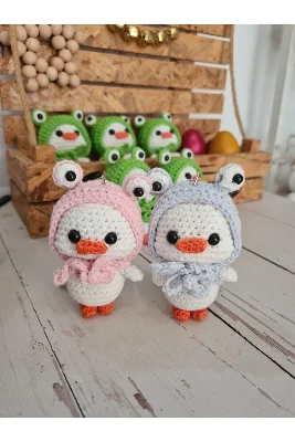 Amigurumi örgü sevgili anahtarlık çift anahtarlık ördek set
