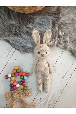 Amigurumi örgü oyuncak uyku arkadaşı minik tavşan renkli