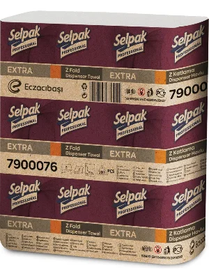 SELPAK Professional Extra Z Katlama Dispenser Havlu 200 Yaprak (12 Paket)