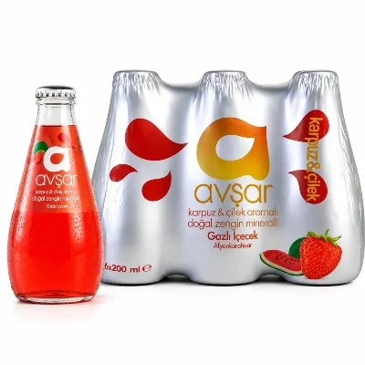 Avşar Karpuz Çilek Aromalı Maden Suyu 200 ml x 24 Adet