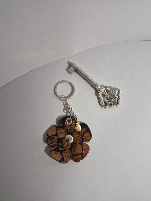 Gogo Hakiki Deri Anahtarlık Charm Altın Rengi