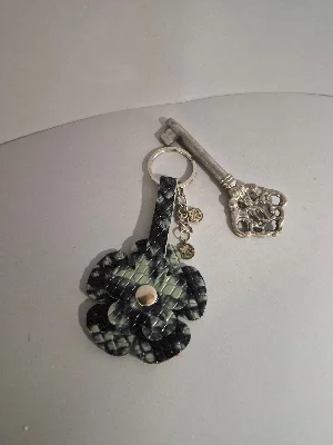 Gogo Hakiki Deri Anahtarlık Charm Gri
