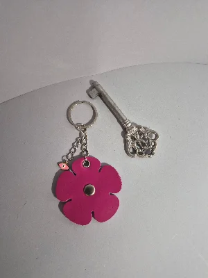 Gogo Hakiki Deri Anahtarlık Charm Pembe Fuşya