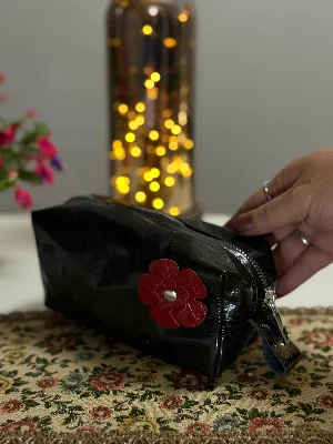 Gogo Makyaj Kozmetik Çantası Siyah Parlak