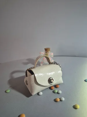 Gogo Charm Çanta Aksesuarı Mini Çanta Hakiki Deri Bej