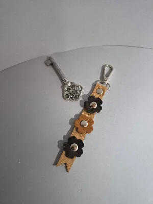 Gogo Hakiki Deri Anahtarlık Charm Kahverengi