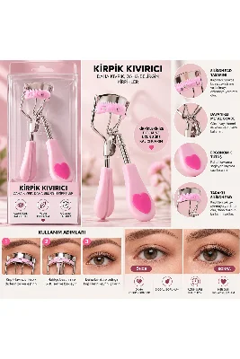 Taraklı Kirpik Kıvırıcı – Silikon Pedli Ergonomik Saplı Profesyonel Kirpik Kıvırma Aparatı Pembe