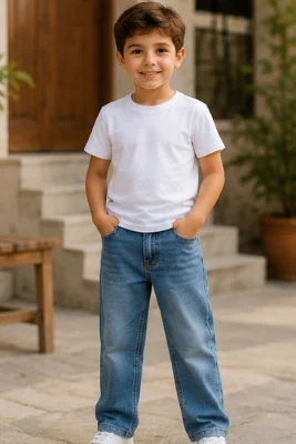 Erkek Çocuk Açık Mavi Jean Pantolon