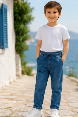 Erkek Çocuk Şardonlu Denim Pantolon