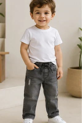 Erkek Çocuk Gri Jean Pantolon