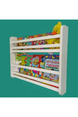 Safir 2 Raflı Kitaplık - Montessori Çocuk Odası Eğitici Kitaplık 2 Raflı - 70 Cm Genişlik