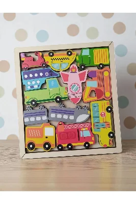 Araçlar Renkli Puzzle Ahşap Oyuncak