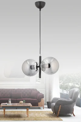 ÇAKRA 2'Lİ BEYAZ -ALTIN BEYAZ GLOB CAMLI SARKIT MODERN AVİZE
