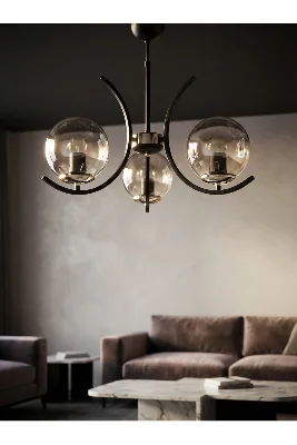 3'LÜ BEYAZ GLOB CAMLI ESKİTME MODERN SARKIT AVİZE OTURMA ODASI SALON