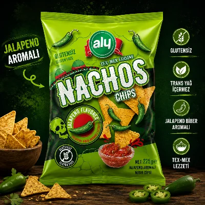 Aly Jalapeno Aromalı Glütensiz Nachos Cips
